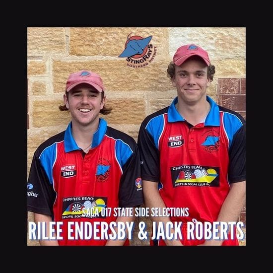Rilee Endersby & Jack Roberts have both been selected in the SACA U17 State Side
